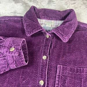 L.L. Bean Women's S PET Petite Shirt Purple Corduroy Flannel Lined Cotton 279408